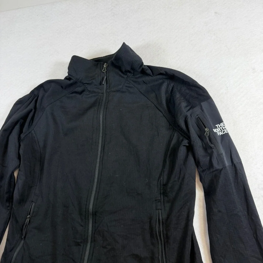 The North Face Womens Black Full Zip Track Jacket Bicep Pocket Large 8143
